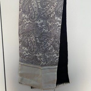 Vintage Givenchy Monsieur Silk Scarf Black and White Paisley